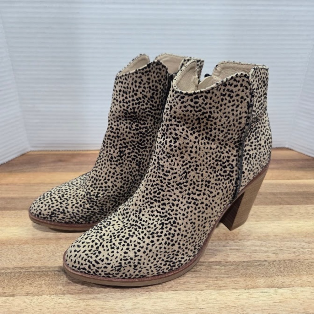 MIA Patton Ankle Booties Women's 7 Dalmatian Cheetah Print Block Heel Shoes